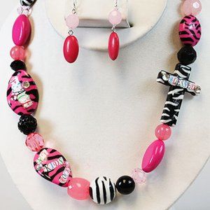Zebra Print Necklace Set